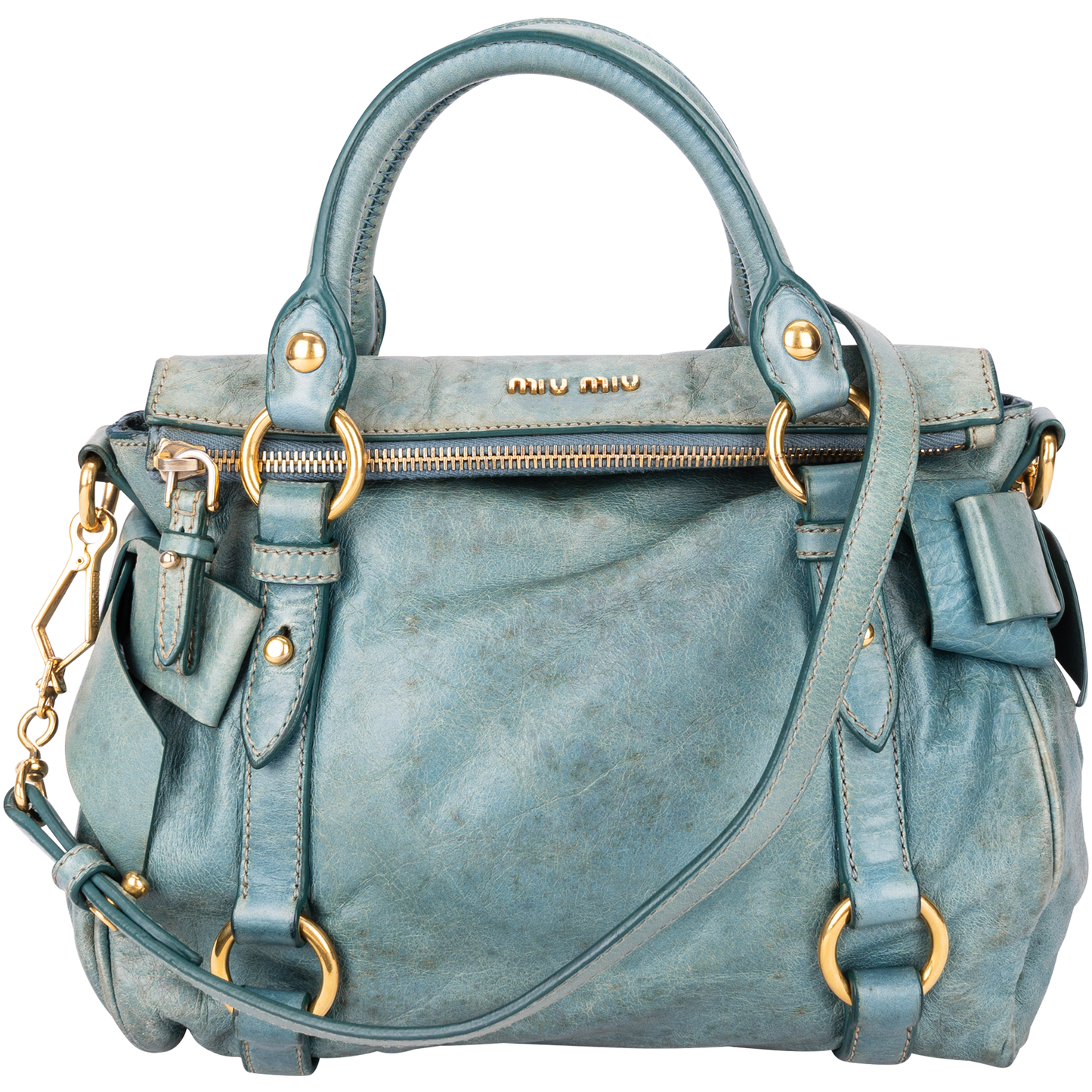 Miu Miu Blue Leather City Handbag
