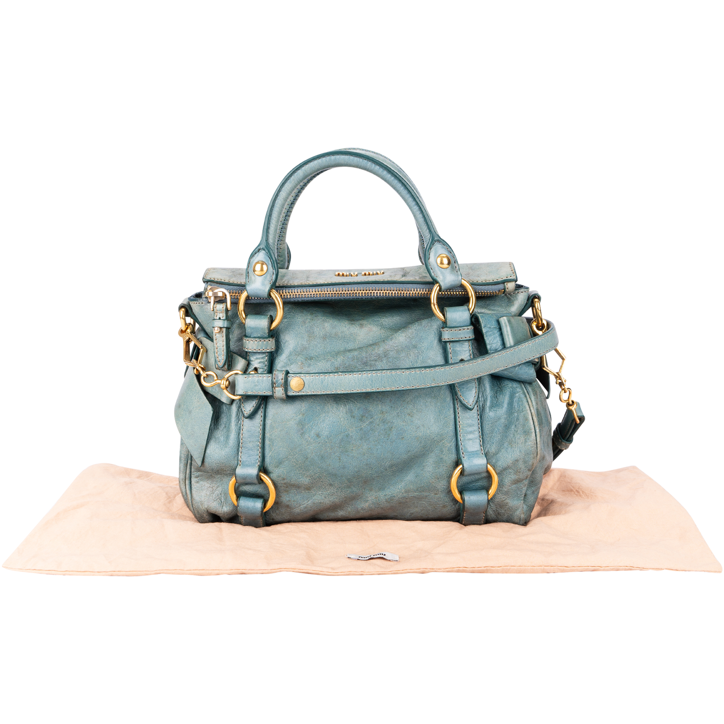 Miu Miu Blue Leather City Handbag
