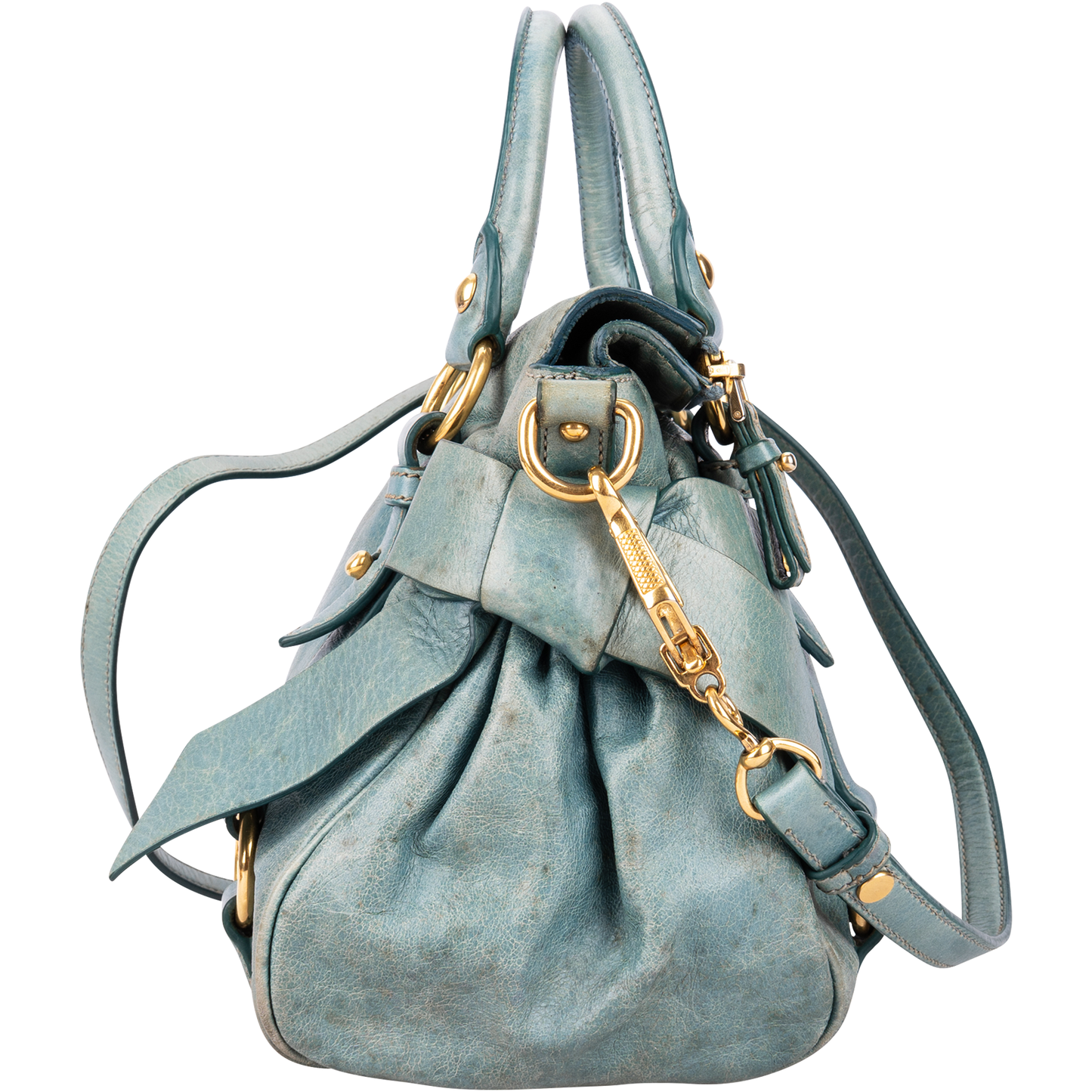 Miu Miu Blue Leather City Handbag