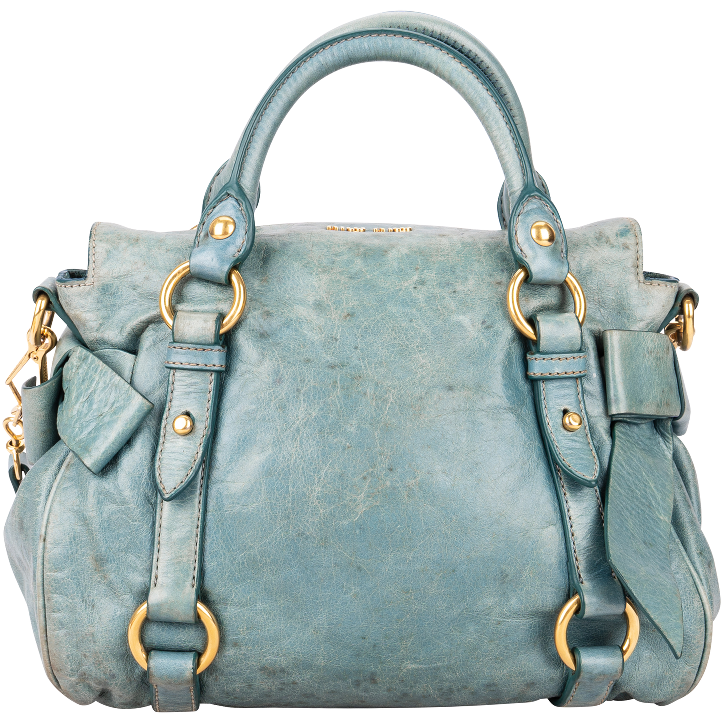 Miu Miu Blue Leather City Handbag