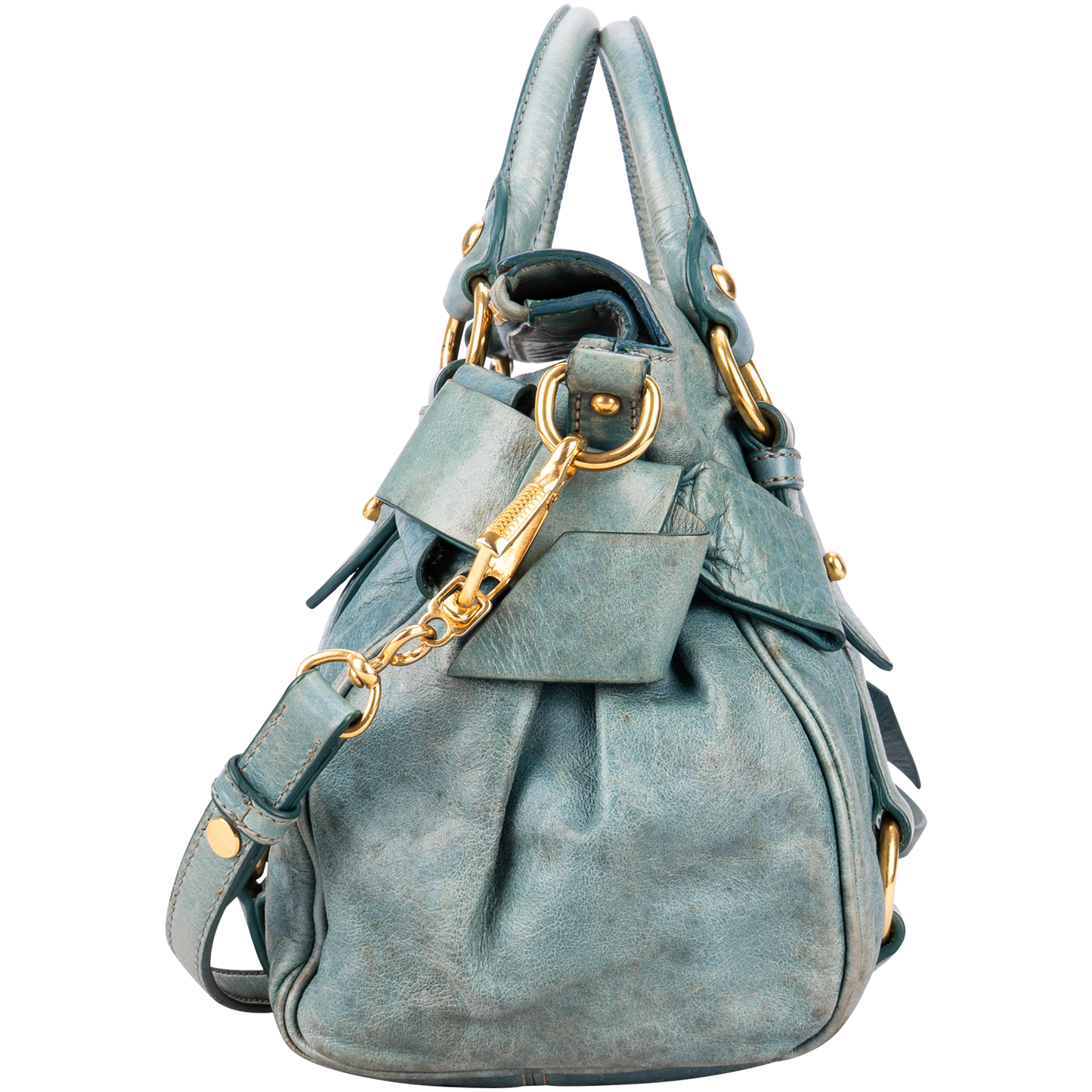Miu Miu Blue Leather City Handbag