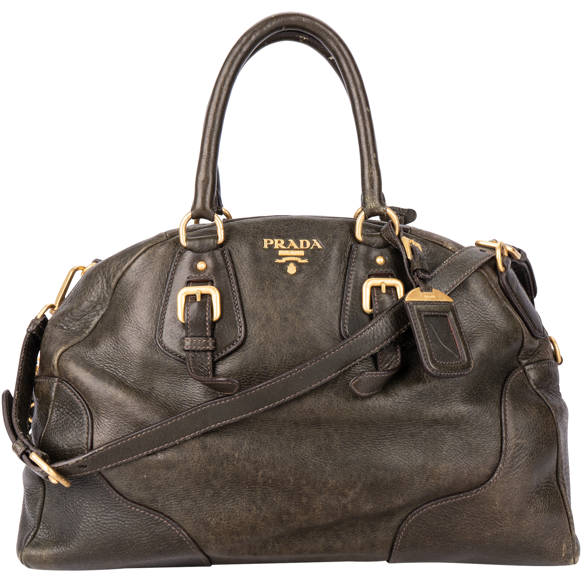 Prada Glace Leather Dome Bowler Bag