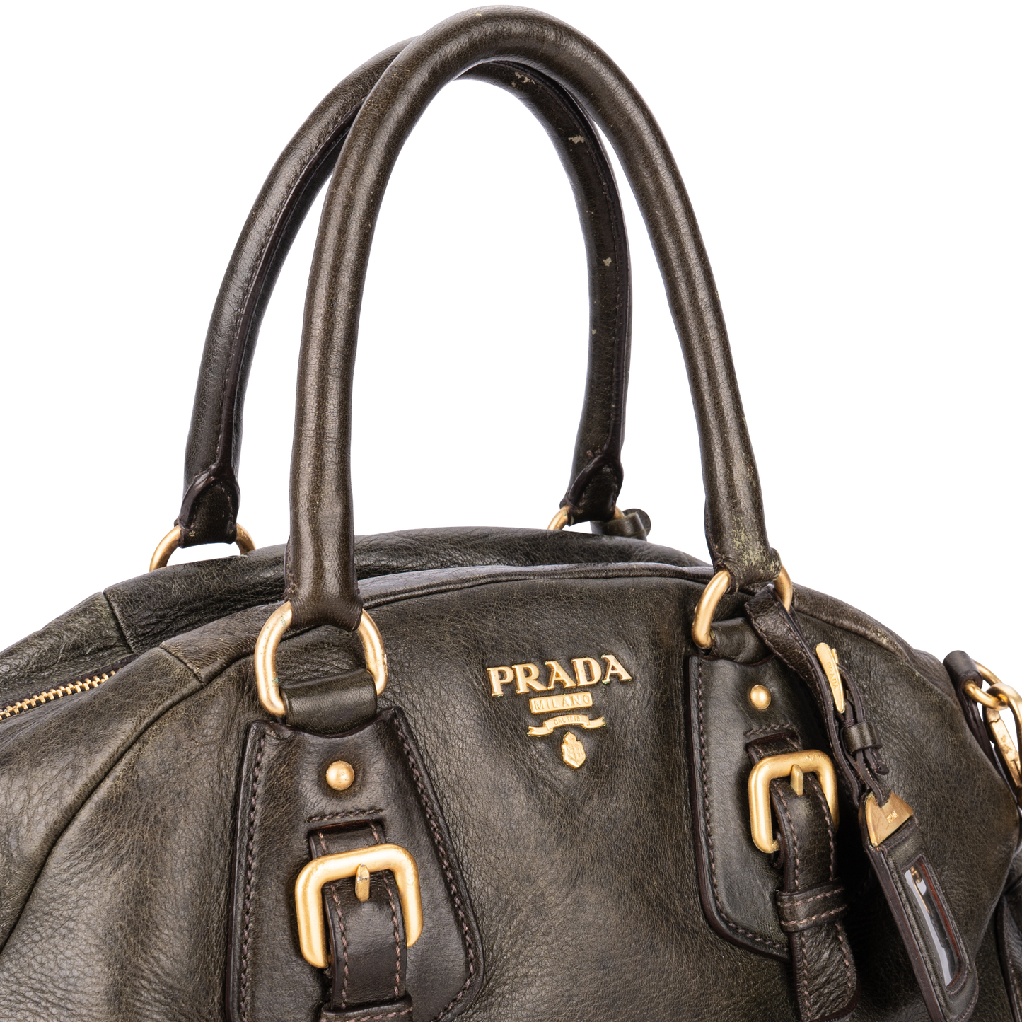 Prada Glace Leather Dome Bowler Bag