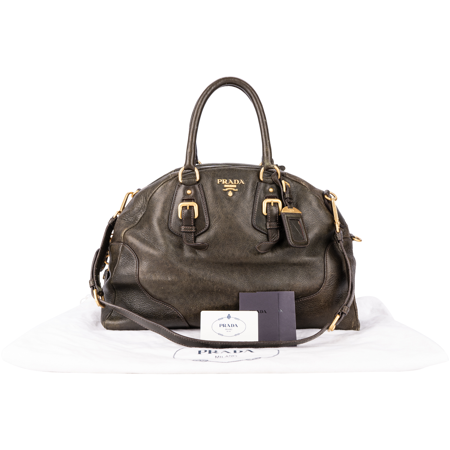 Prada Glace Leather Dome Bowler Bag