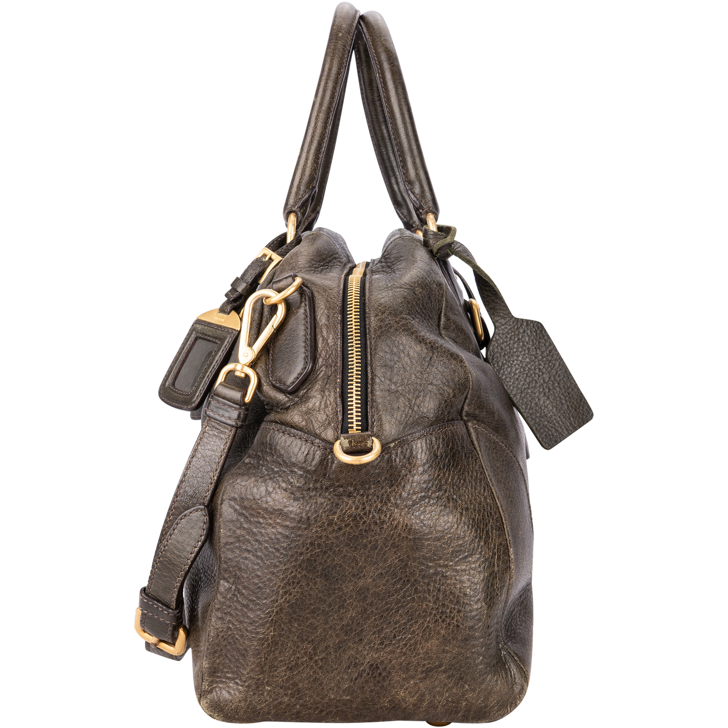 Prada Glace Leather Dome Bowler Bag