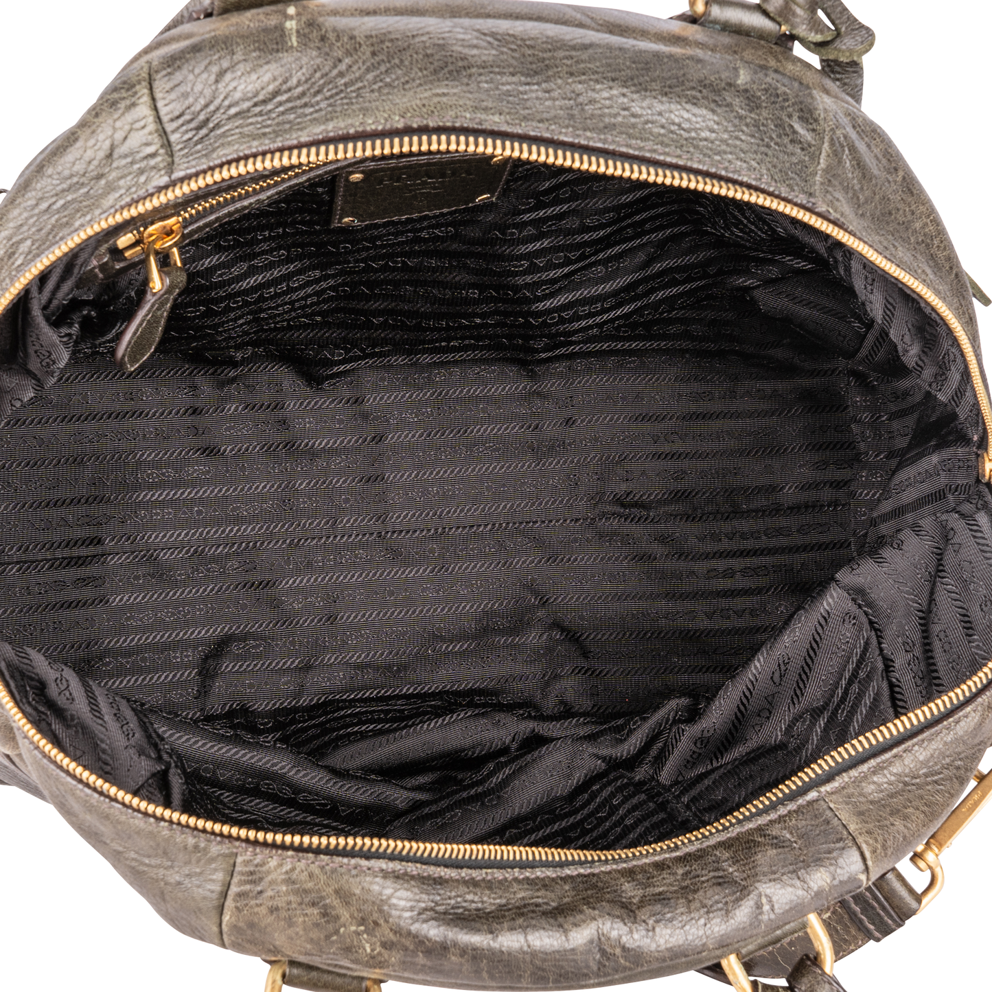Prada Glace Leather Dome Bowler Bag