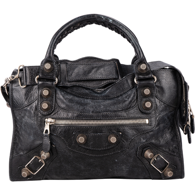 Balenciaga Black Leather The City Handbag