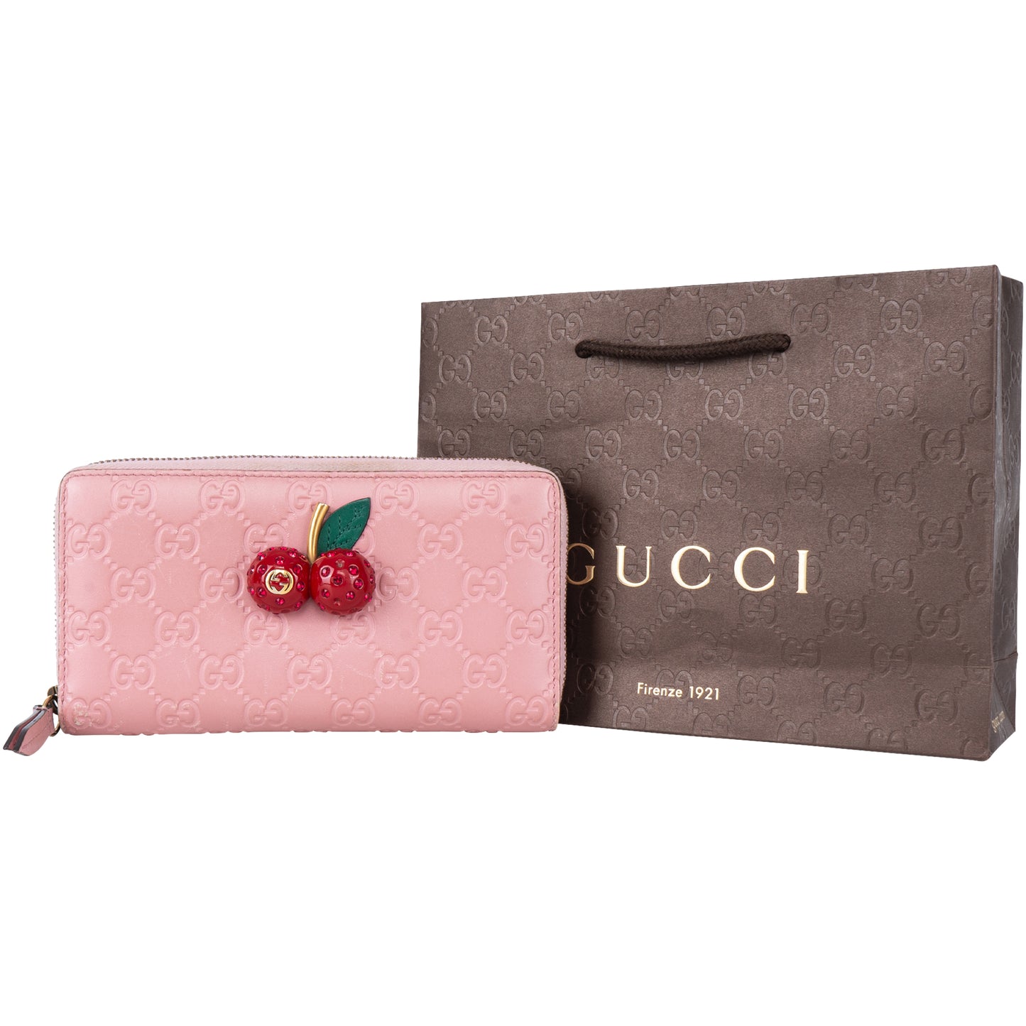 Gucci GG Monogram Cherry Zippy Wallet