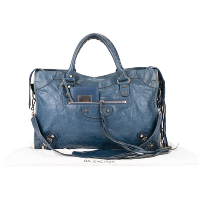 Balenciaga Blue Leather The City Handbag