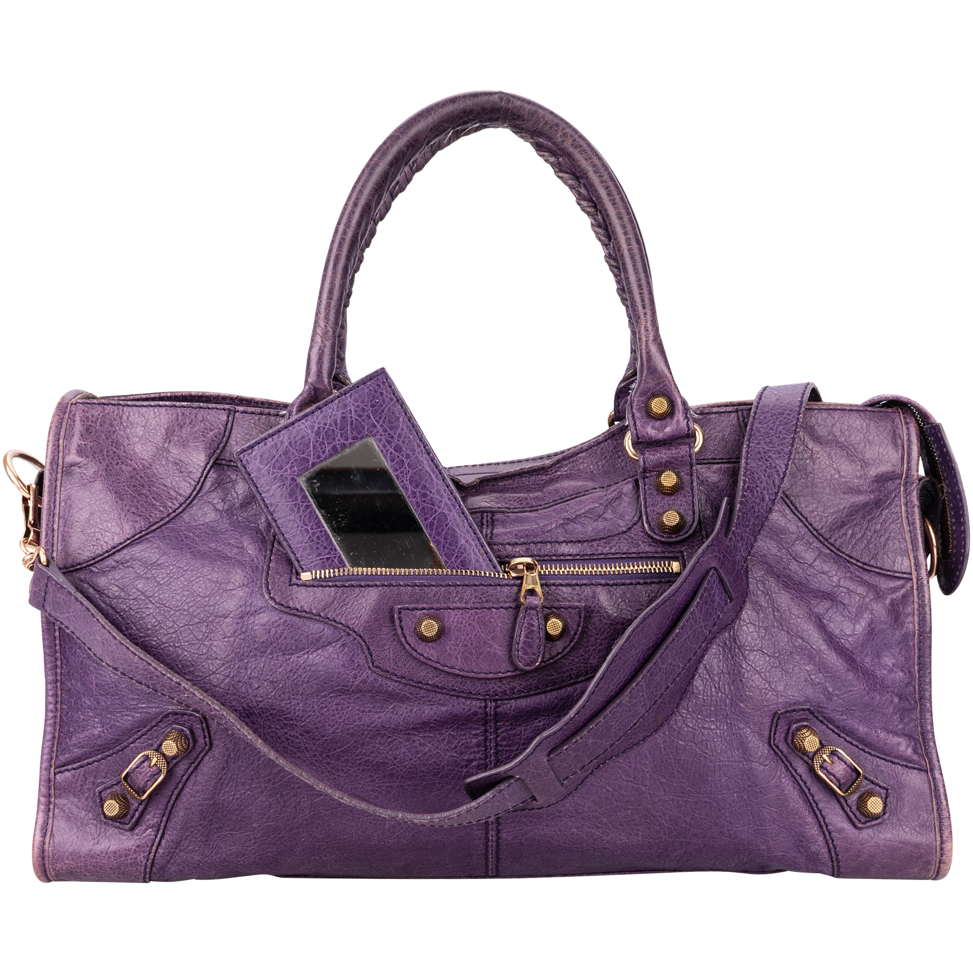 Balenciaga Purple Leather The City Handbag