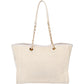 Chanel White Christmas Gold Tone Glitter Deauville Handbag