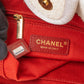 Chanel White Christmas Gold Tone Glitter Deauville Handbag