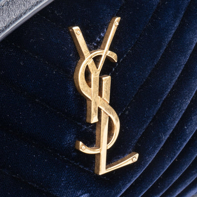 Saint Laurent Blue Velvet Lou Crossbody Bag