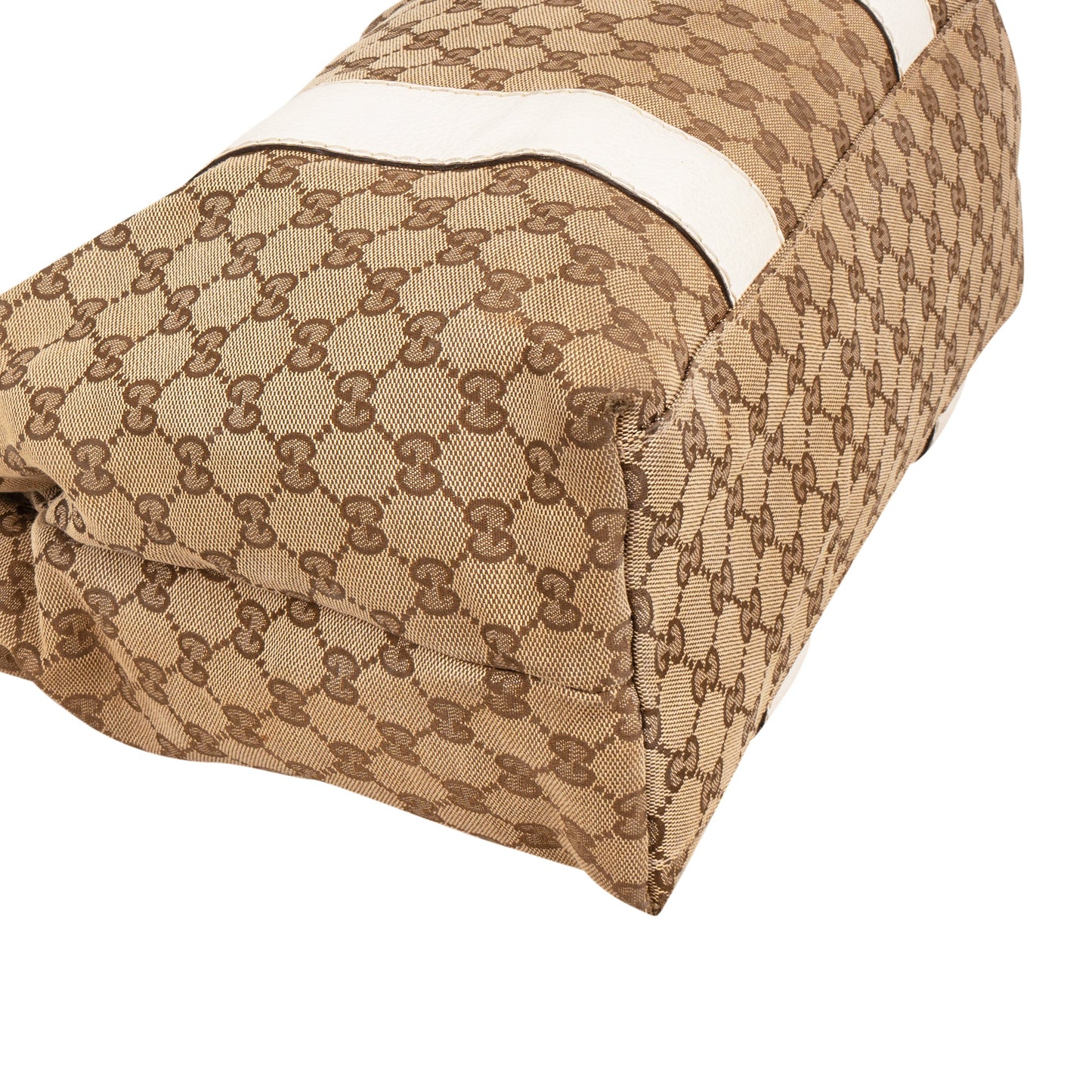 Gucci Monogram GG Canvas Leather Bamboo Woven Handle Shoulder Bag