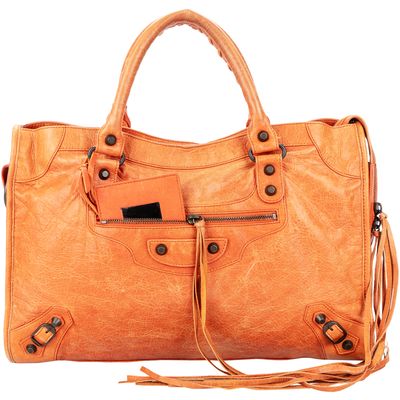 Balenciaga Orange Leather The City Handbag