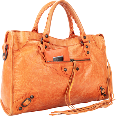 Balenciaga Orange Leather The City Handbag