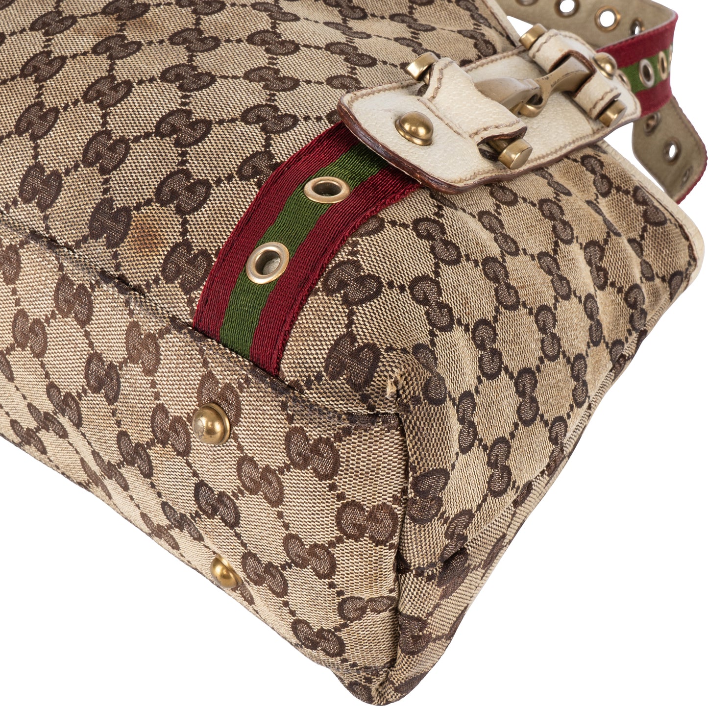 Gucci GG Monogram Grommet Straps Pelham Shoulder Bag