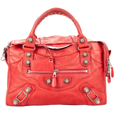 Balenciaga Red Leather The City Handbag