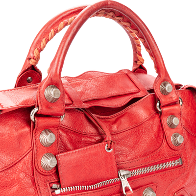 Balenciaga Red Leather The City Handbag