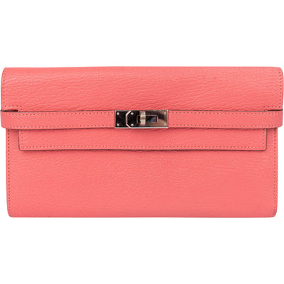 Hermès Pink Chevre Leather Kelly Wallet