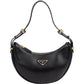 Prada Black Leather Triangle Arqué Shoulder Bag