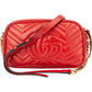 Gucci Red Leather Marmont GG Crossbody Bag