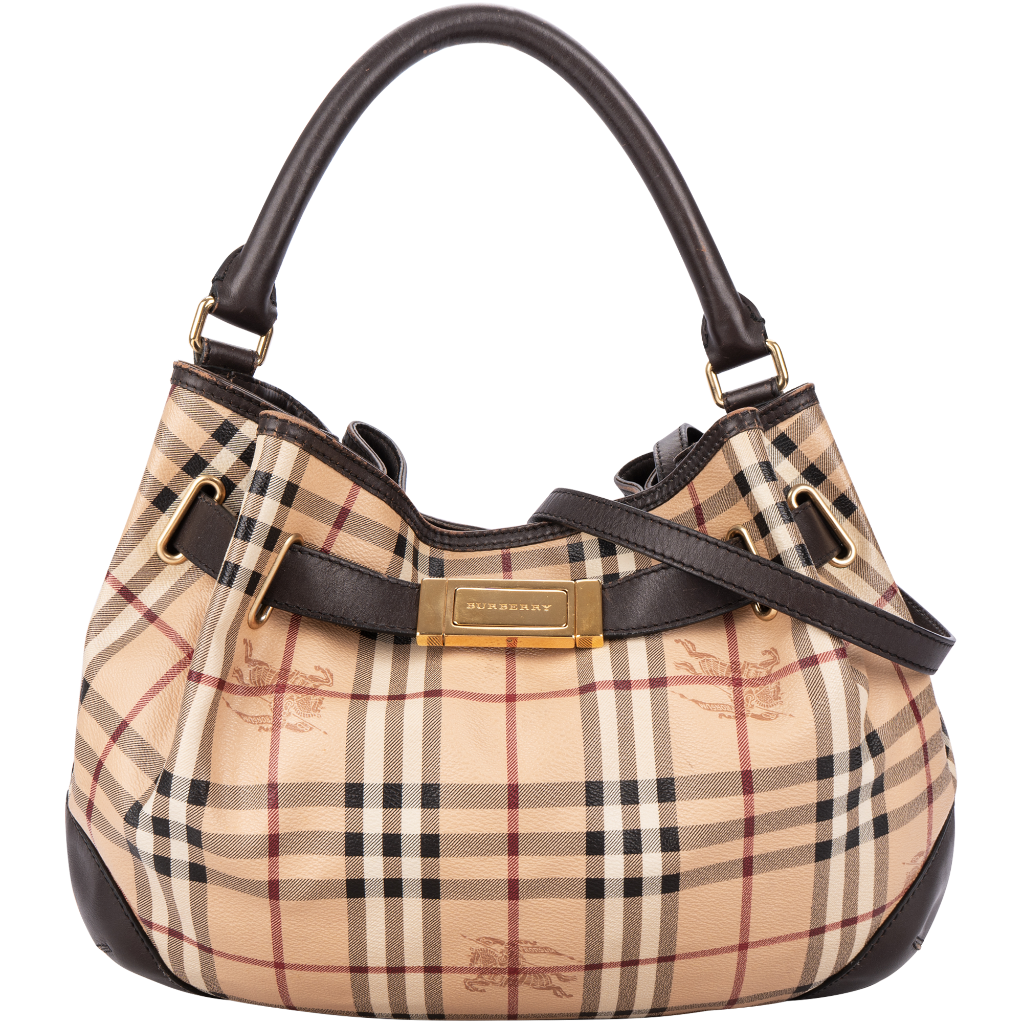 Burberry Haymarket Check Monogram Willenmore Hobo Shoulder Bag