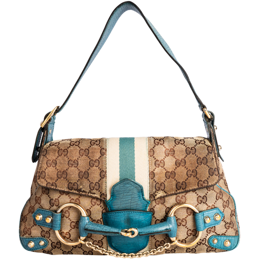 Gucci GG Monogram Horsebit Shoulder Bag