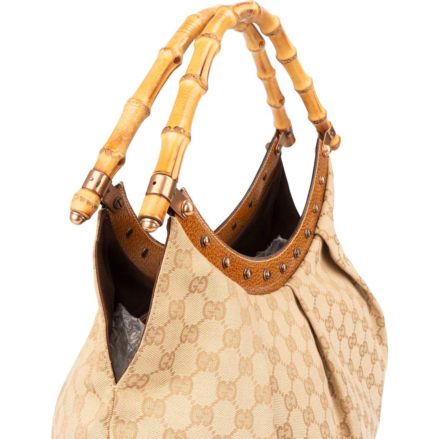Gucci GG Monogram Bamboo Handbag