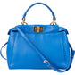 Fendi Peekaboo aus blauem Leder – Vorderansicht