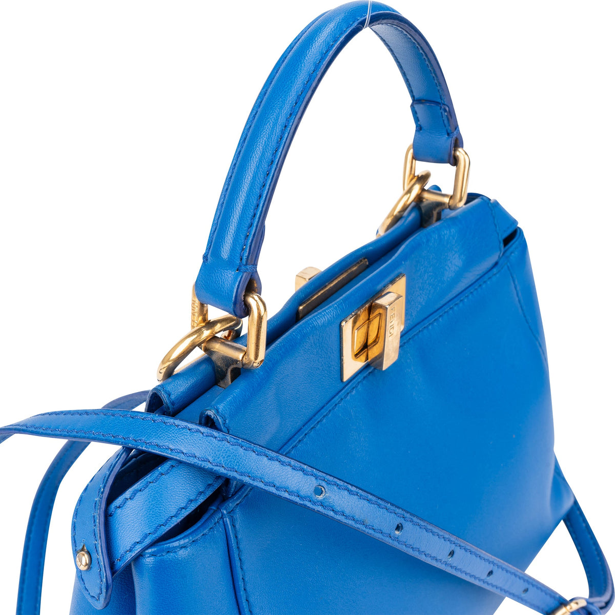 Fendi Peekaboo aus blauem Leder – Ansicht 3