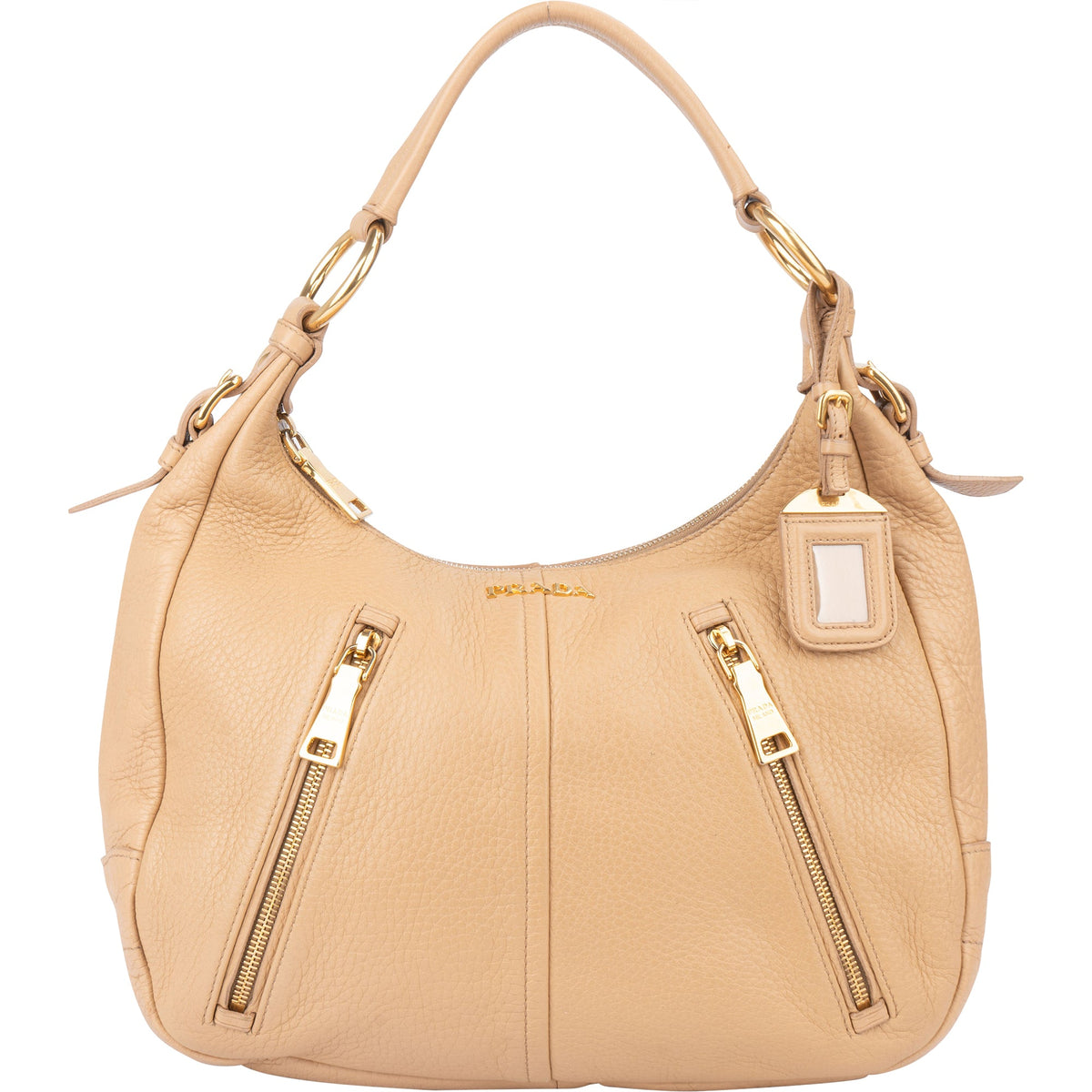 Prada City Hobo aus Vitello-Kalbsleder – Vorderansicht