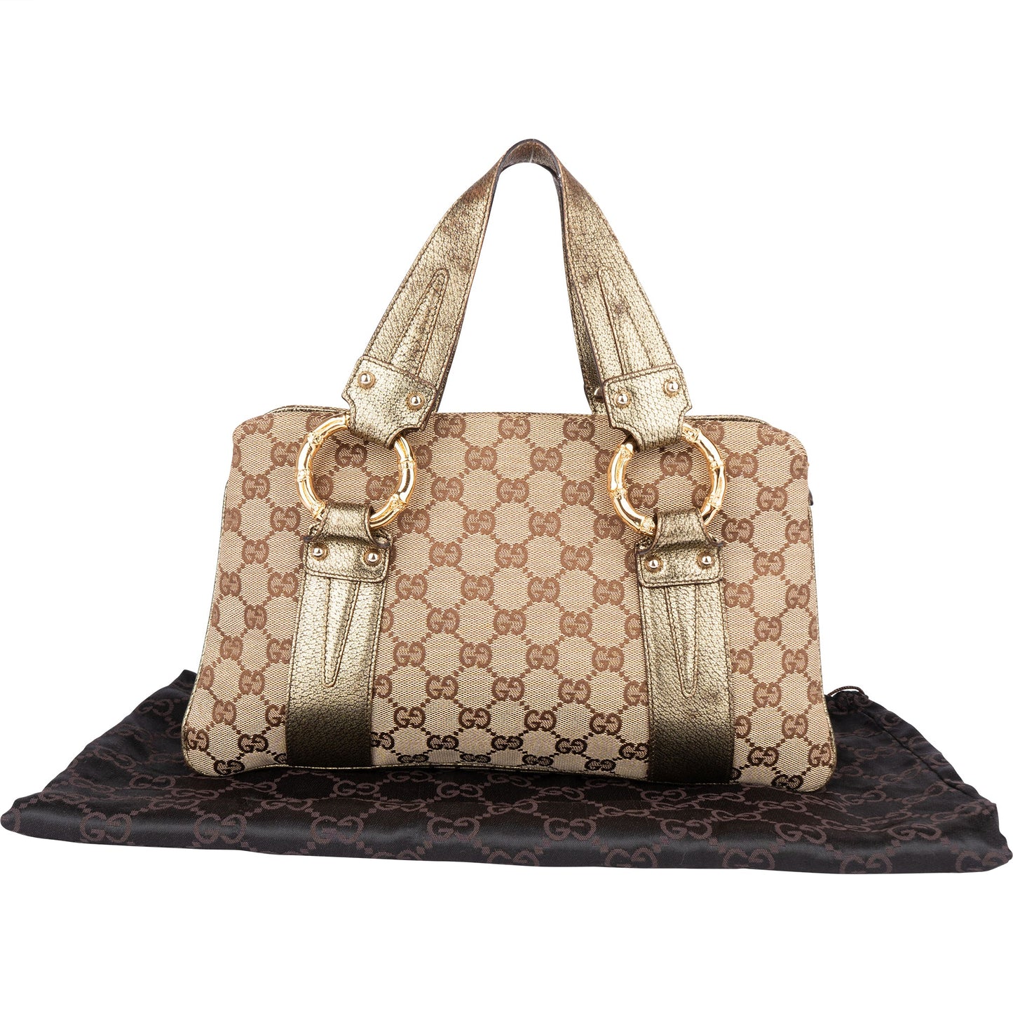 Gucci GG Monogram Golden Bamboo Handbag