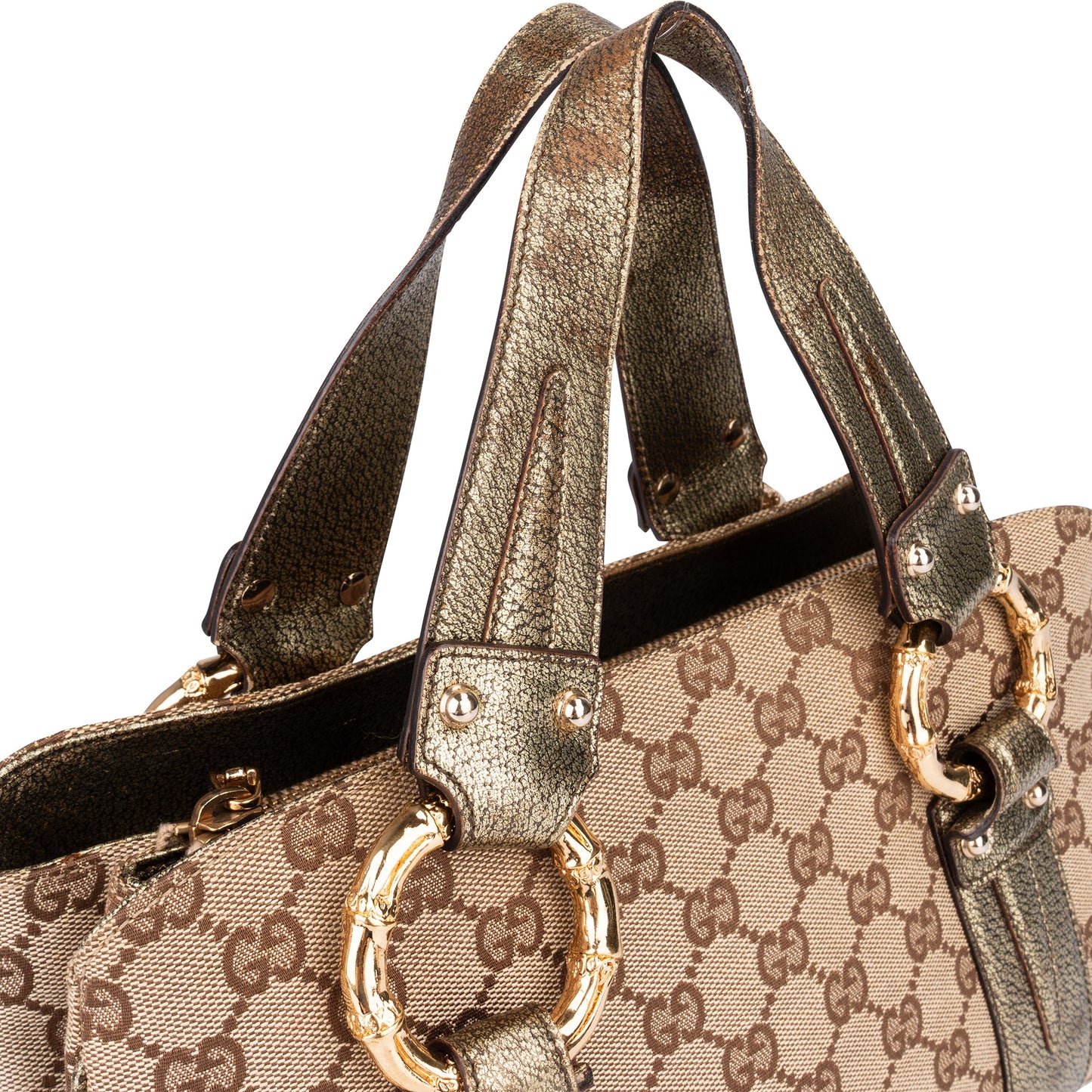 Gucci GG Monogram Golden Bamboo Handbag