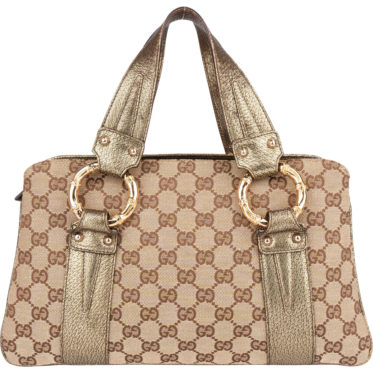 Gucci GG Monogram Golden Bamboo Handbag
