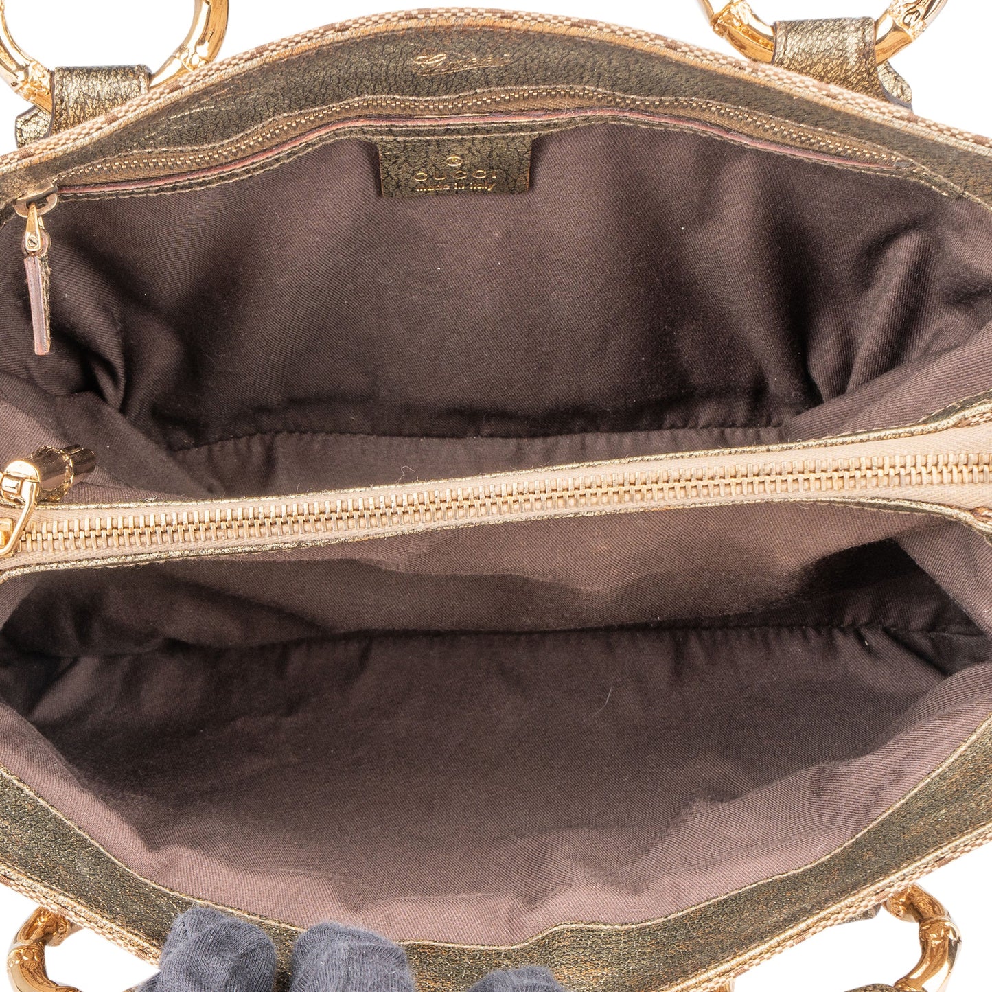 Gucci GG Monogram Golden Bamboo Handbag