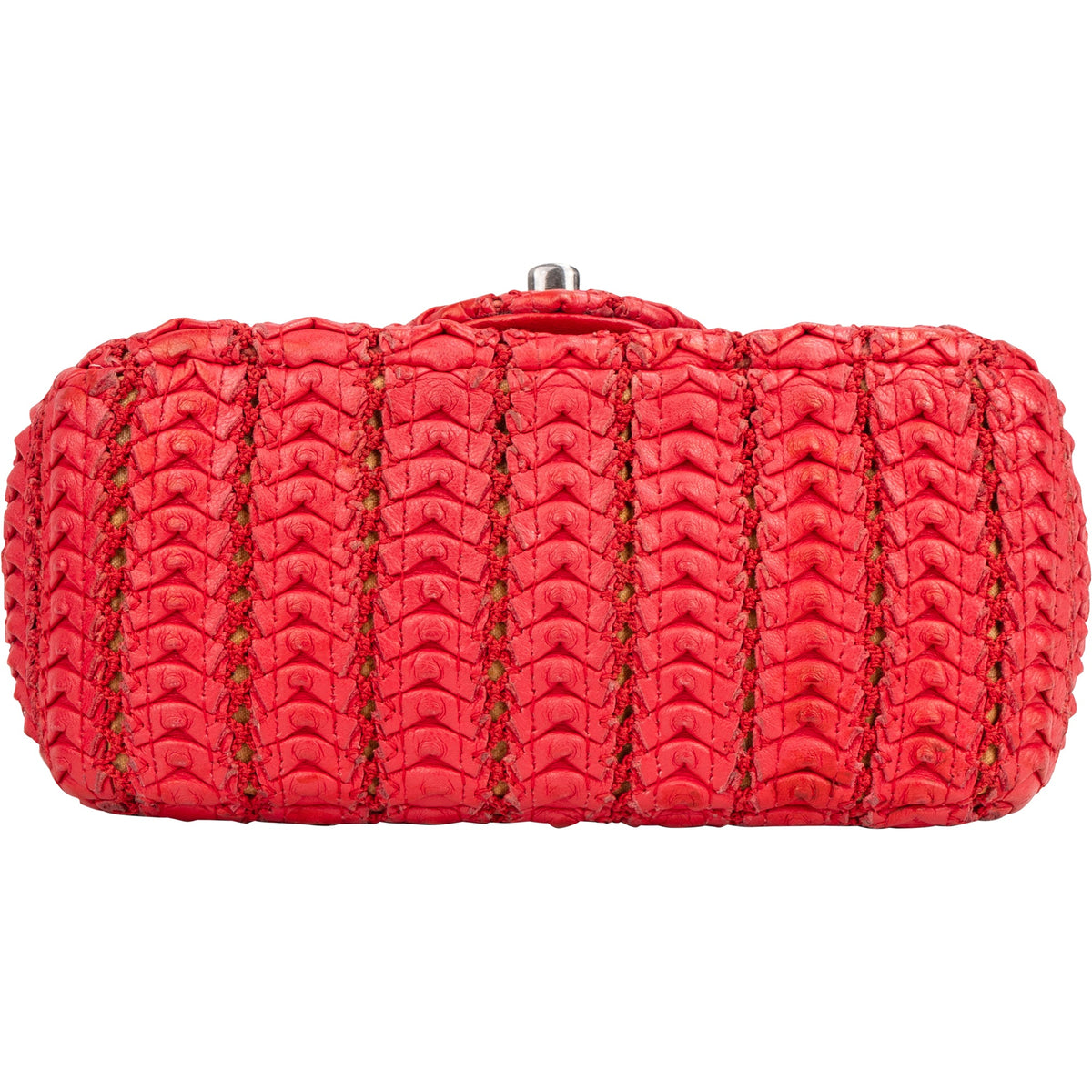 Chanel Red Seoul Crochet Antique Mini Single Flap Crossbody Bag