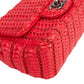 Chanel Red Seoul Crochet Antique Mini Single Flap Crossbody Bag