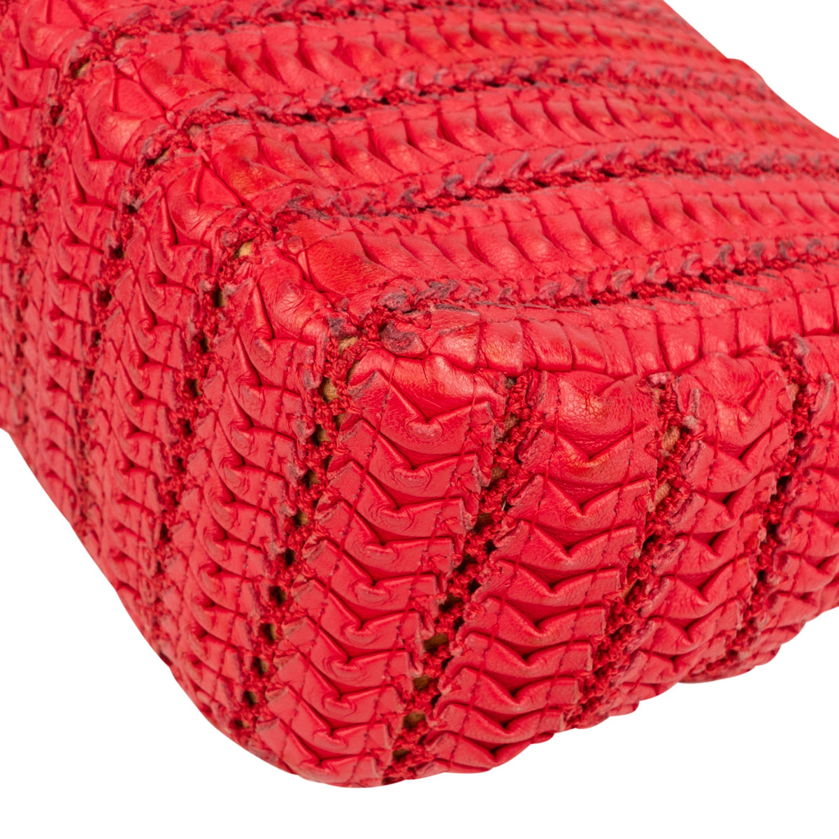 Chanel Red Seoul Crochet Antique Mini Single Flap Crossbody Bag