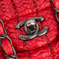 Chanel Red Seoul Crochet Antique Mini Single Flap Crossbody Bag