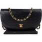 Chanel Stitching Lambskin 24K Gold Halfmoon Single Flap Shoulder Bag