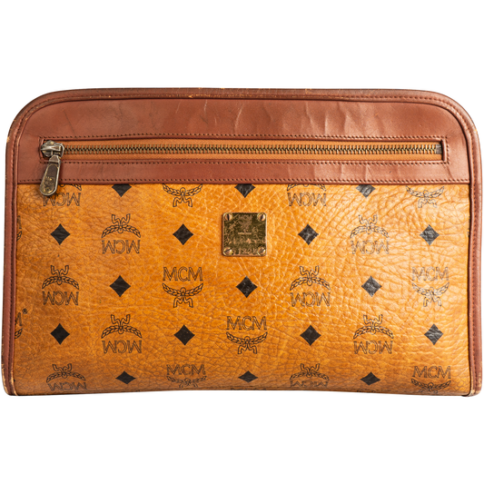 MCM Visetos Leather Monogram Clutch