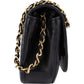 Chanel Stitching Lambskin 24K Gold Halfmoon Single Flap Shoulder Bag