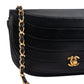Chanel Stitching Lambskin 24K Gold Halfmoon Single Flap Shoulder Bag