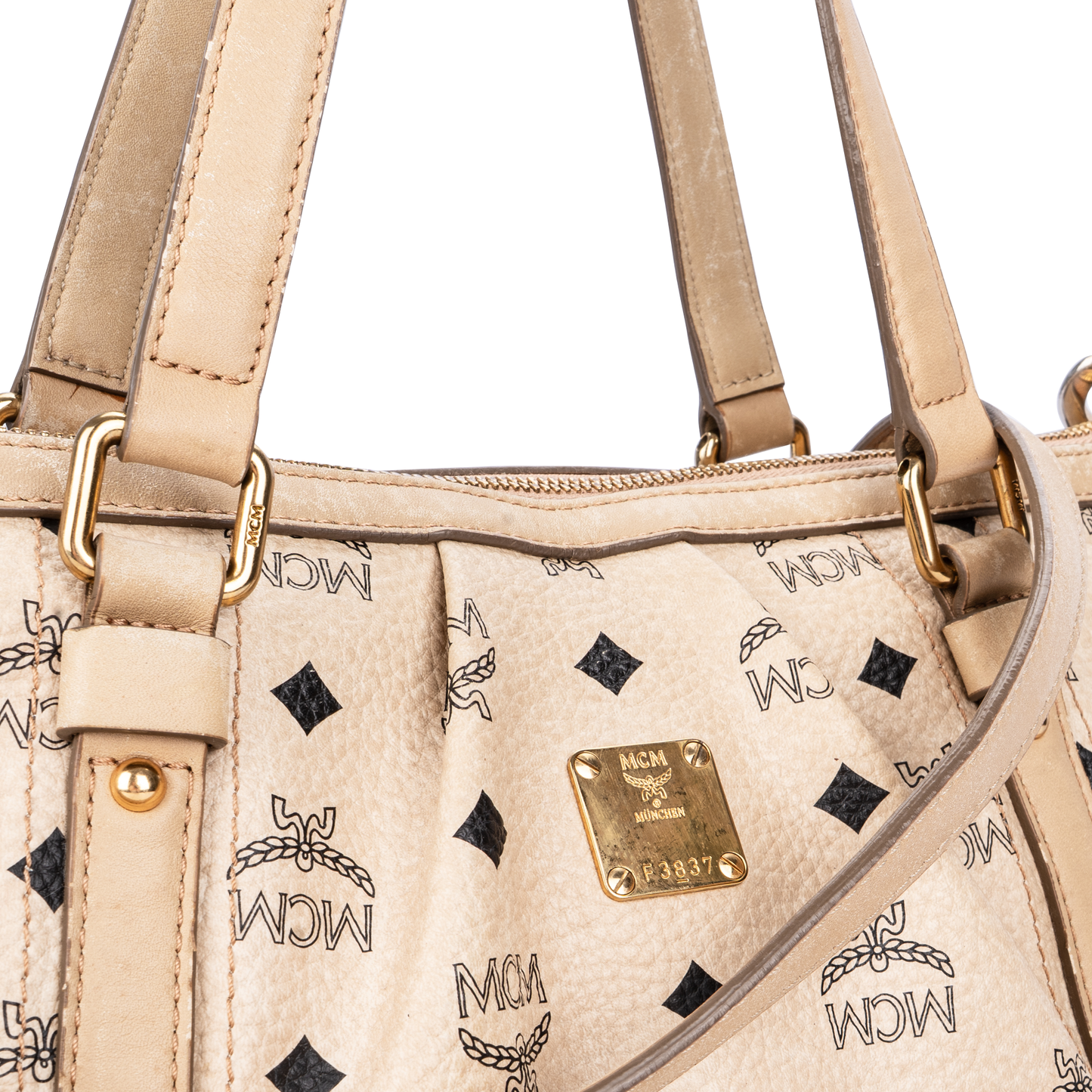 MCM Monogram Visetos Satchel Tote Shoulder Bag