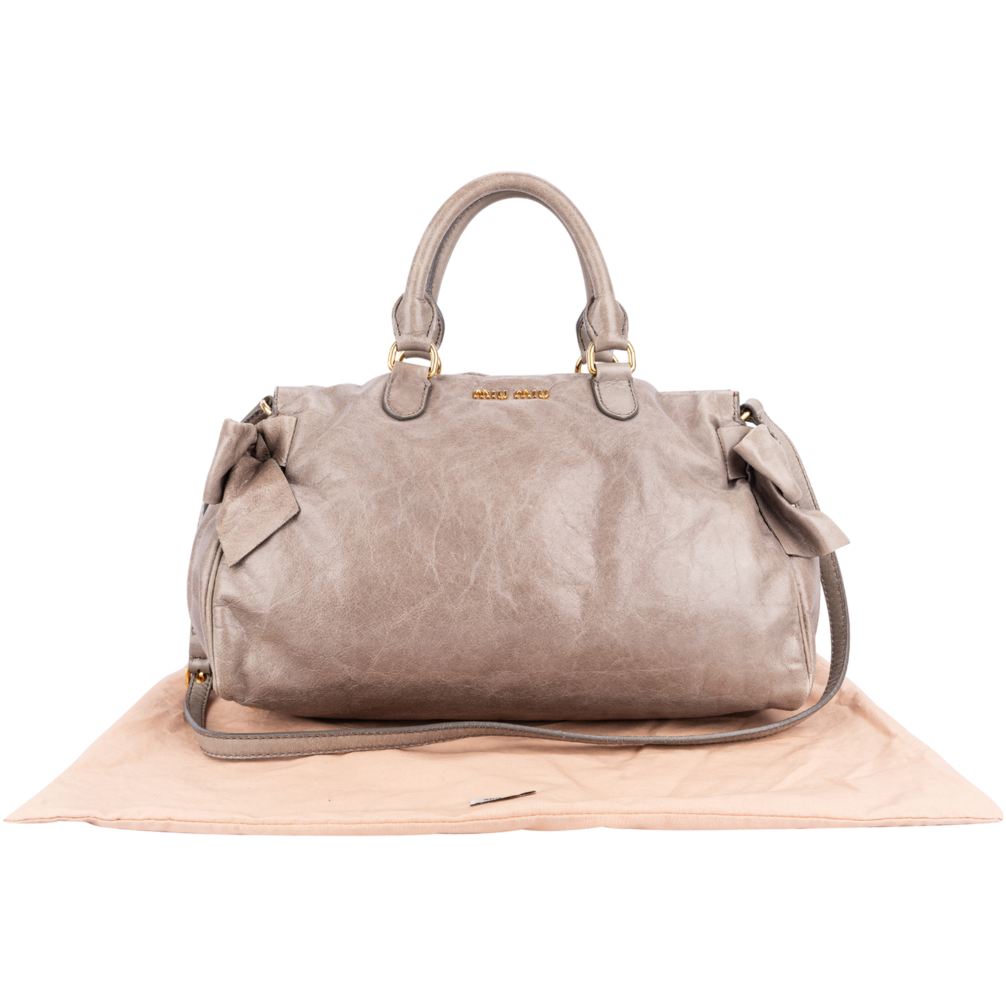Miu Miu Taupe Leather City Handbag