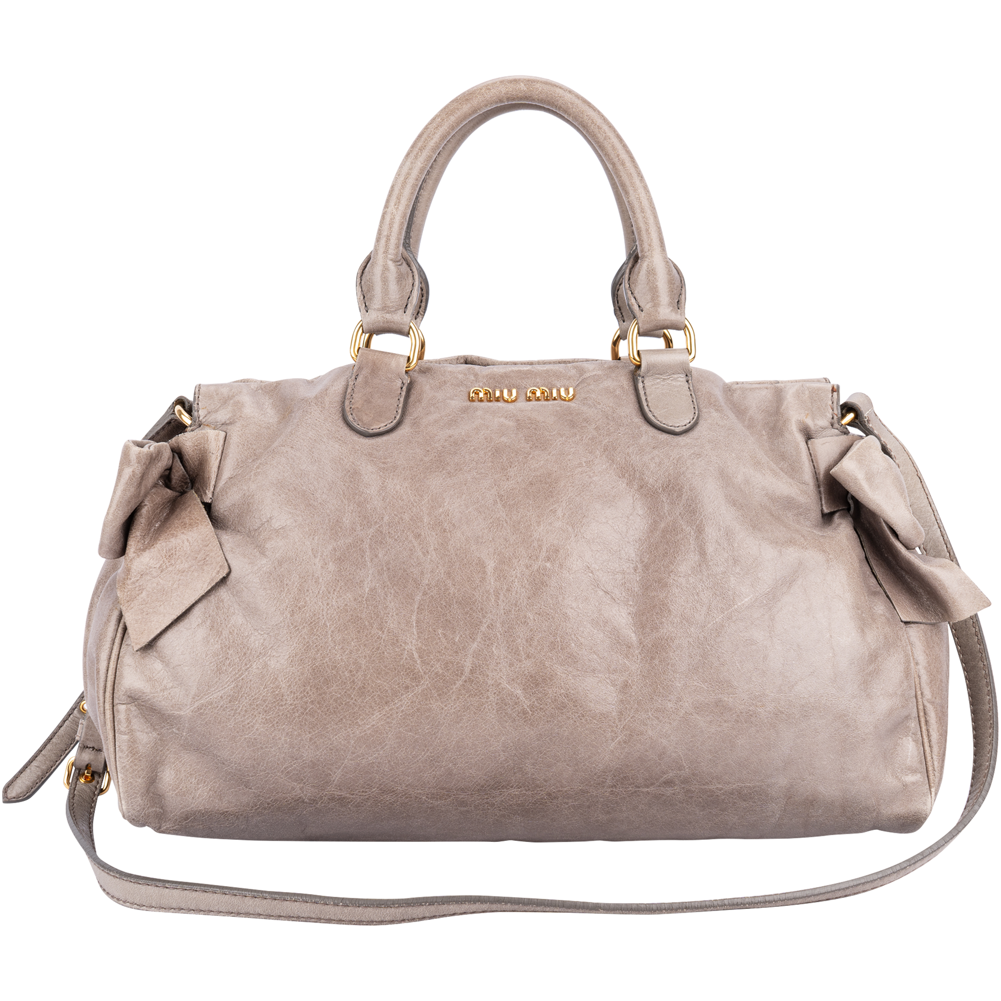 Miu Miu Taupe Leather City Handbag