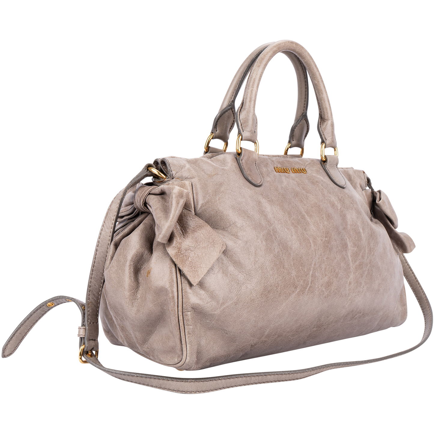 Miu Miu Taupe Leather City Handbag