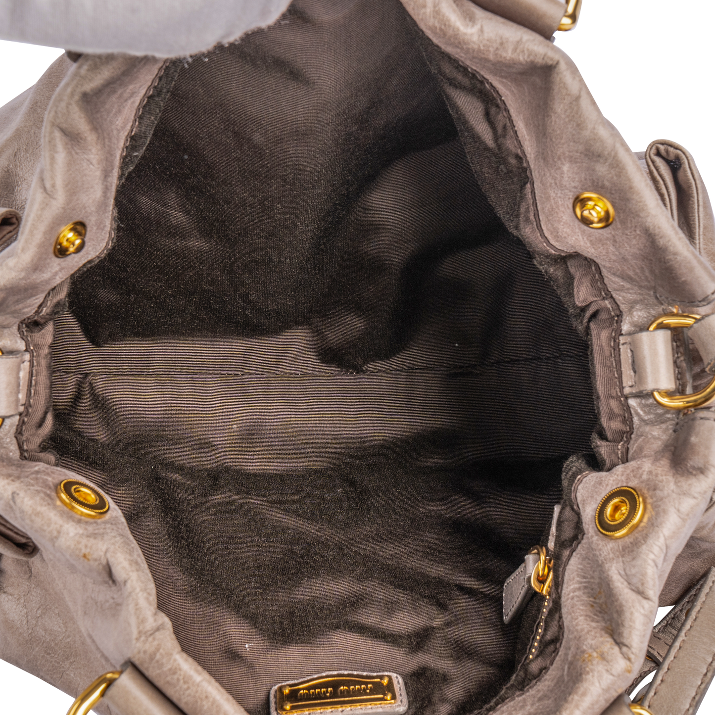 Miu Miu Taupe Leather City Handbag