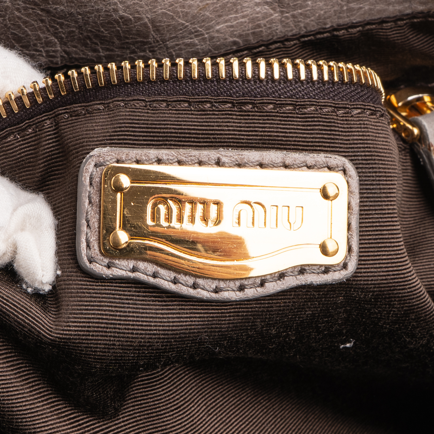 Miu Miu Taupe Leather City Handbag